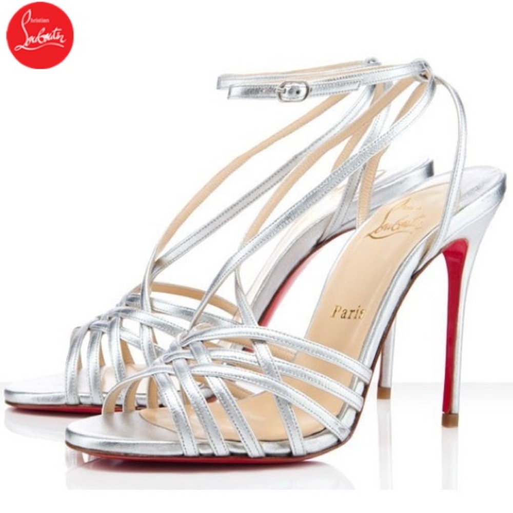 Christian Louboutin Beverly Metallic Leather Strappy Sandals Size 37